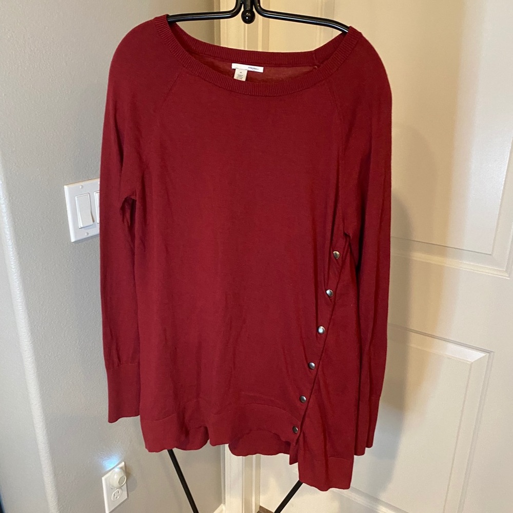 Halogen Asymmetrical Side Buttons Tunic Sweater - image 2